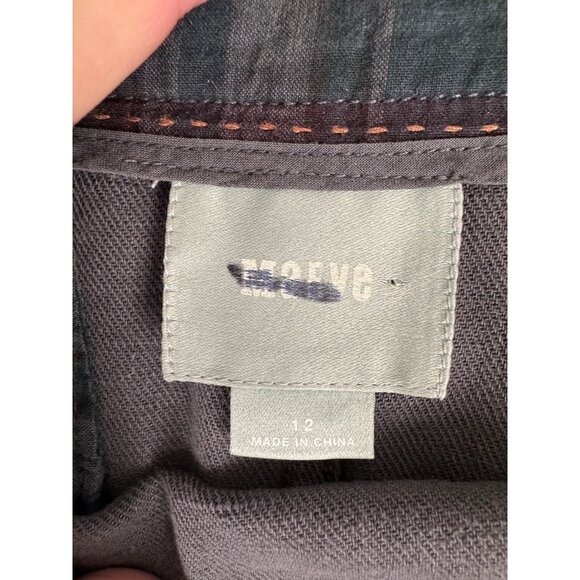 Anthropologie M & Eve Womens Gray Linen-Blend Mini Skirt W/Button Accents Sz 12 - Picture 8 of 13